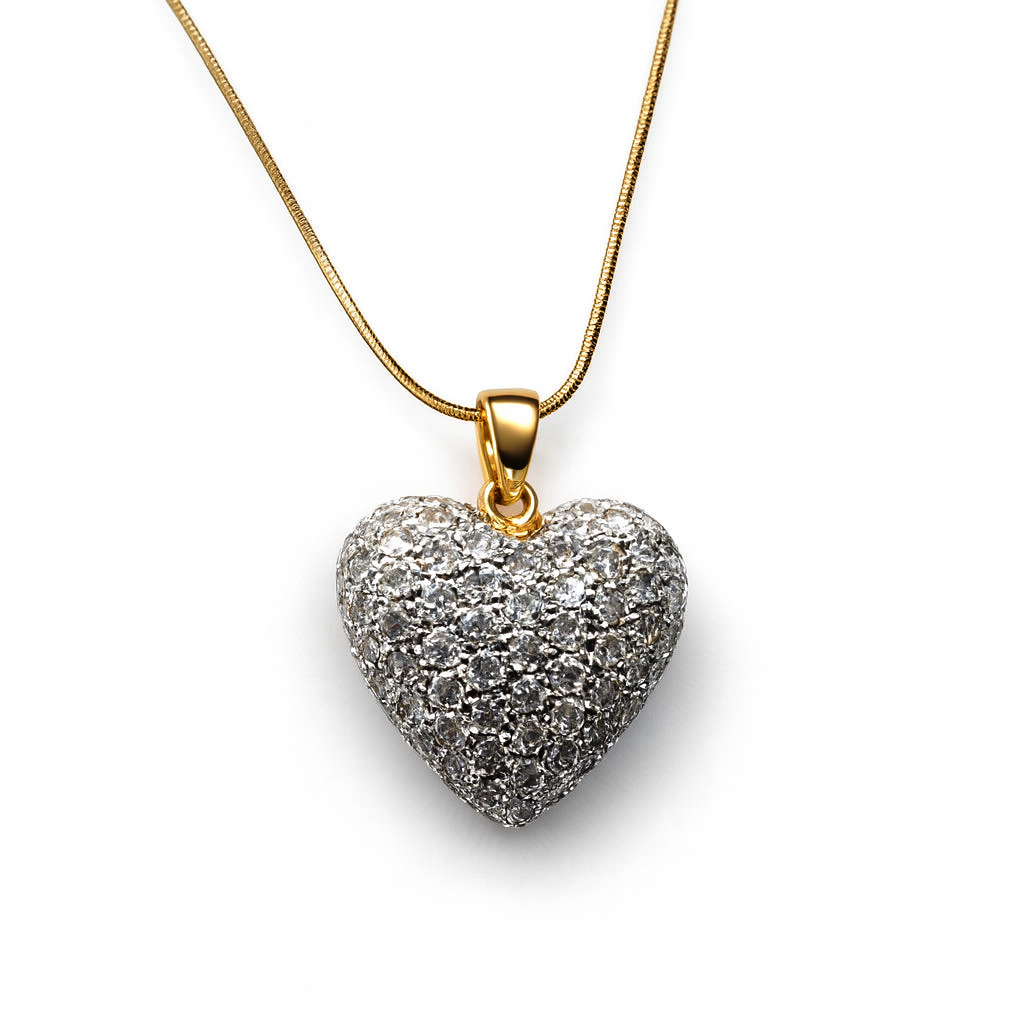 Beautiful 18 Kt Gold  Natural Diamond Pendant Chain